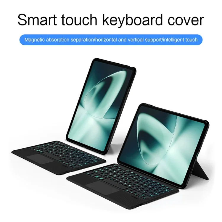 Custodia in pelle per OnePlus Pad + Tastiera Bluetooth con Trackpad retroilluminato - Nero