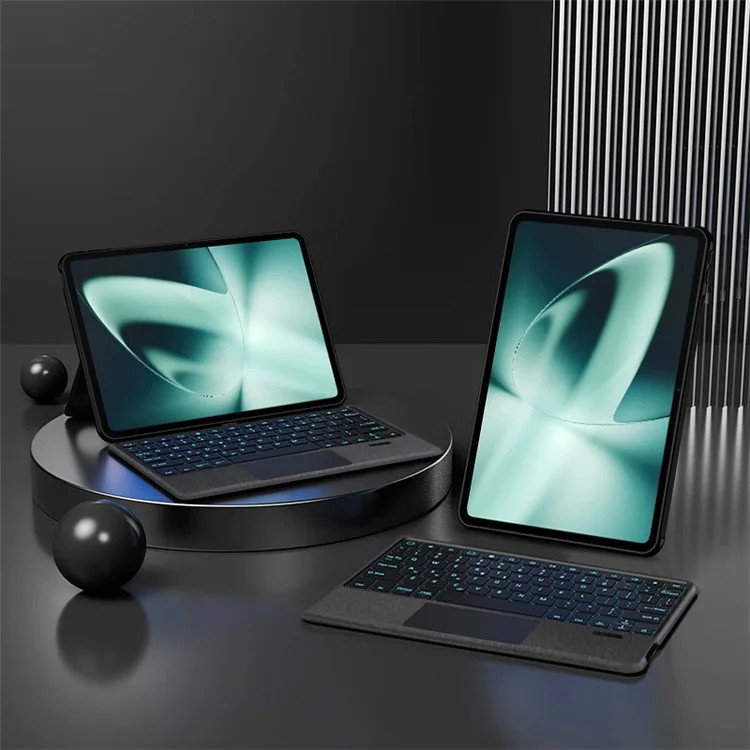 Custodia in pelle per OnePlus Pad + Tastiera Bluetooth con Trackpad retroilluminato - Nero
