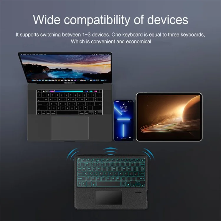 For Oppo Pad 2 Leather Case + Bluetooth-compatible Keyboard with Backlight Trackpad - Black