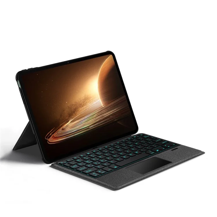 For Oppo Pad 2 Leather Case + Bluetooth-compatible Keyboard with Backlight Trackpad - Black