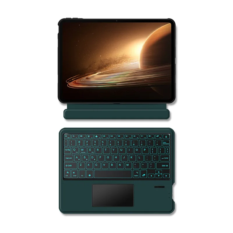 Voor Oppo Pad 2 Leren Hoes + Bluetooth-compatibele Toetsenbord met Verlicht Trackpad - Groen