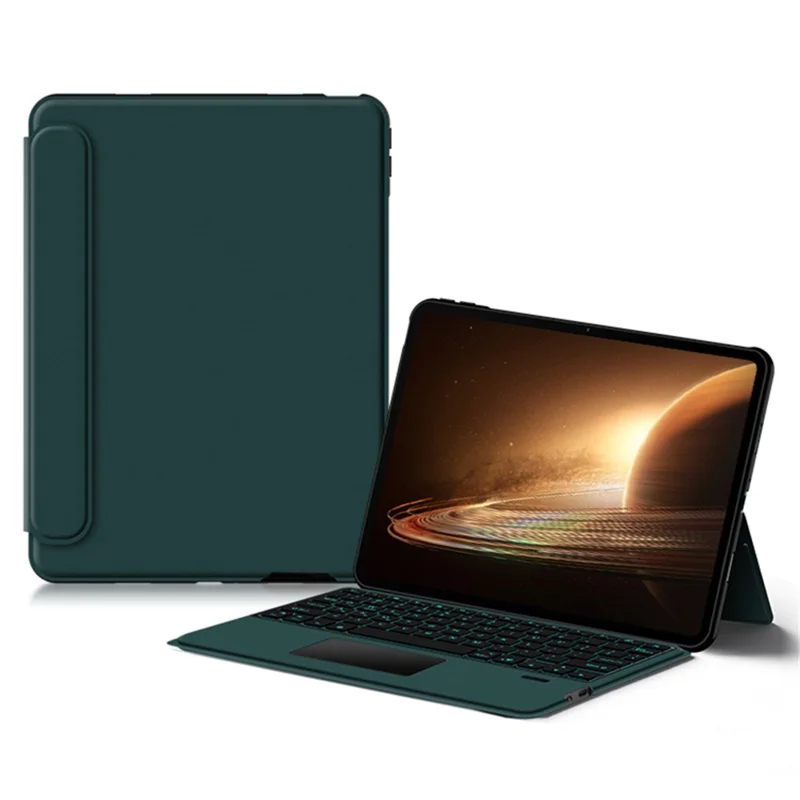 Voor Oppo Pad 2 Leren Hoes + Bluetooth-compatibele Toetsenbord met Verlicht Trackpad - Groen