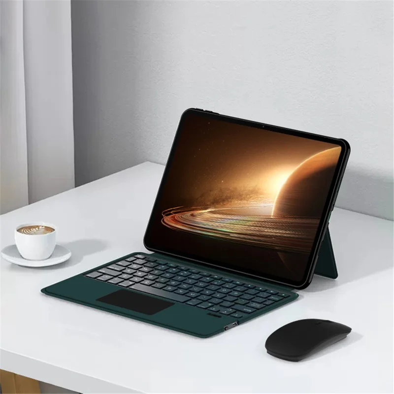 Voor Oppo Pad 2 Leren Hoes + Bluetooth-compatibele Toetsenbord met Verlicht Trackpad - Groen