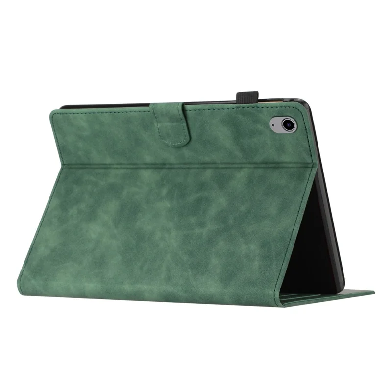 PU Leather Card Holder Tablet Case for iPad 10.9 (2022) , Imprinted Butterfly Tablet Stand Cover - Army Green