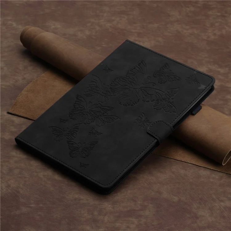 Para Lenovo Tab P11 J606F Funda de Tableta de Cuero Estampado con Soporte y Tarjetero - Negro