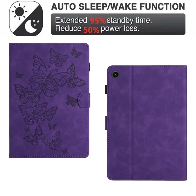 For Honor Pad 6 10.1 polegadas / Pad X6 9.7 polegadas / Huawei Enjoy Tablet 2 / MatePad T 10 9.7 polegadas / T 10S 10.1 polegadas Capa de Couro com Slot para Cartão - Roxa