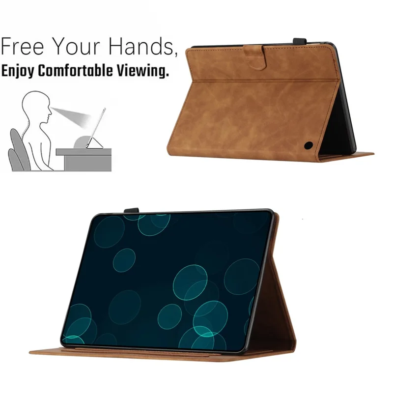 Imprinted Pattern Flip Cover for Amazon Fire HD 8 Plus (2022) / Fire HD 8 (2022) PU Leather Card Slot Tablet Case - Brown