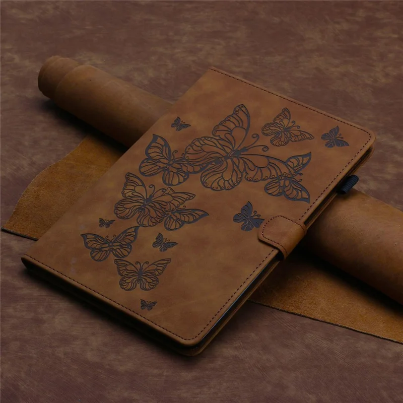 Imprinted Pattern Flip Cover for Amazon Fire HD 8 Plus (2022) / Fire HD 8 (2022) PU Leather Card Slot Tablet Case - Brown