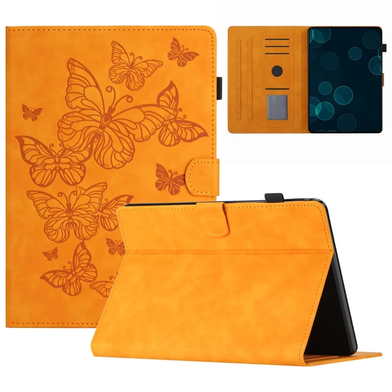 For Amazon Kindle 11th Gen (2022) TPU+PU Leather Cover Card Slot Imprinted Pattern Tablet Case - Yellow