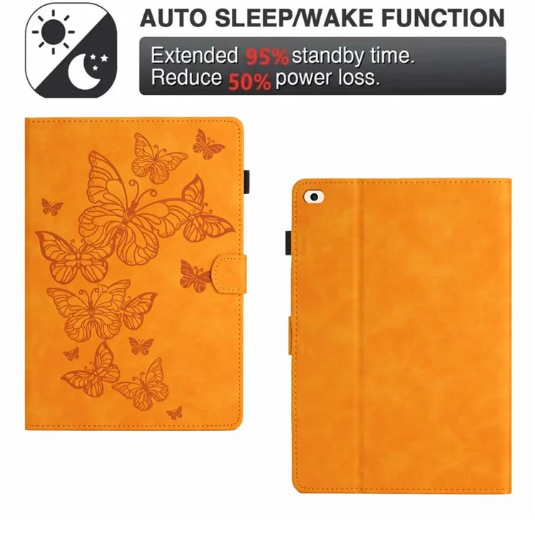 Pour iPad Mini 1 / 2 / 3 / 4 / Mini (2019) 7.9 pouces Motif imprimé PU cuir Flip Cover Card Slot Tablet Case - Jaune