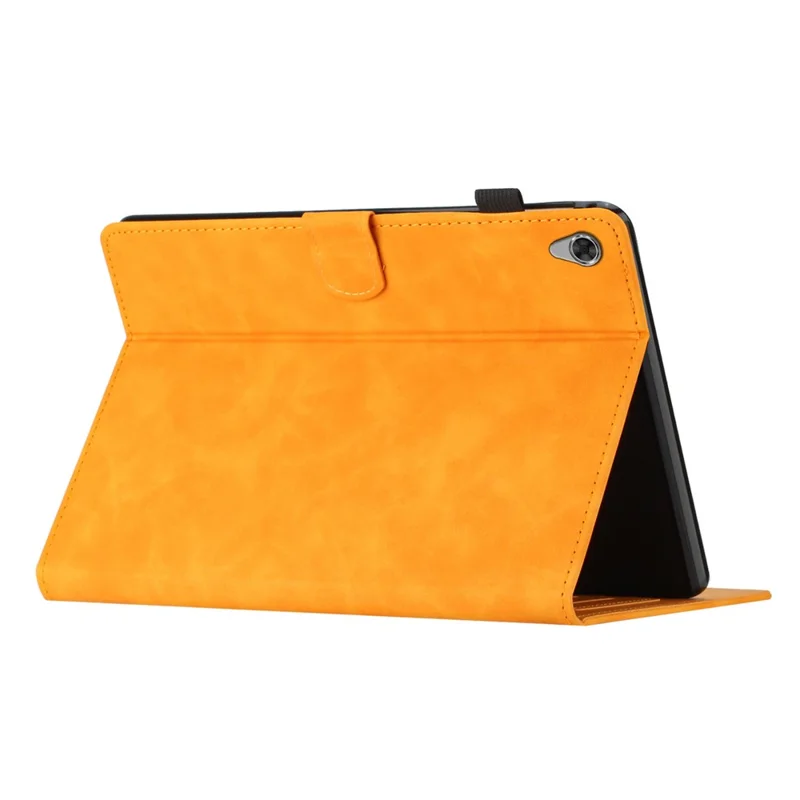 For Lenovo Tab M10 HD Gen 2 X306X Card Holder Tablet Case Imprinted Leather Stand Tablet Cover - Yellow
