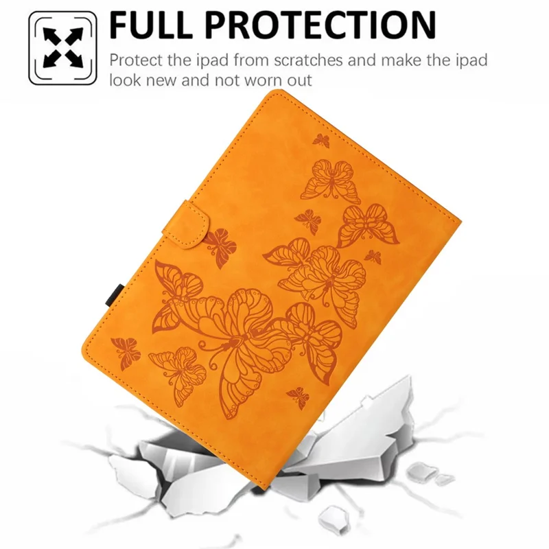 For Lenovo Tab M10 HD Gen 2 X306X Card Holder Tablet Case Imprinted Leather Stand Tablet Cover - Yellow