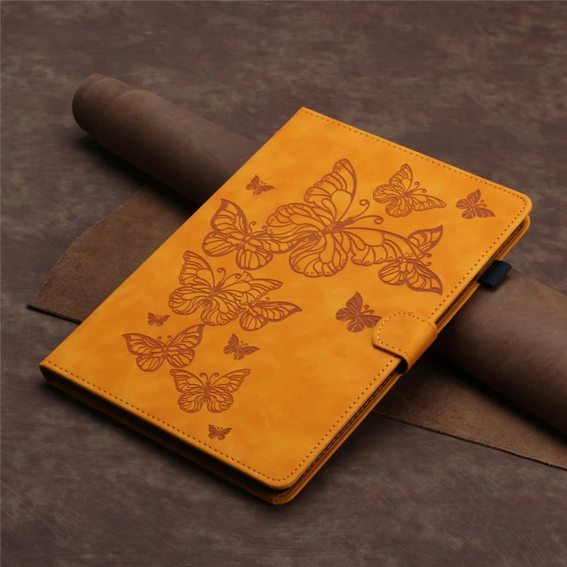 For Lenovo Tab M10 HD Gen 2 X306X Card Holder Tablet Case Imprinted Leather Stand Tablet Cover - Yellow