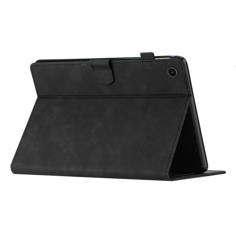 Pour Lenovo Tab M10 Plus (3e génération) / Xiaoxin Pad 2022 Étui en cuir pour tablette de 10,6 pouces, fente pour carte, support, couverture estampée - Noir