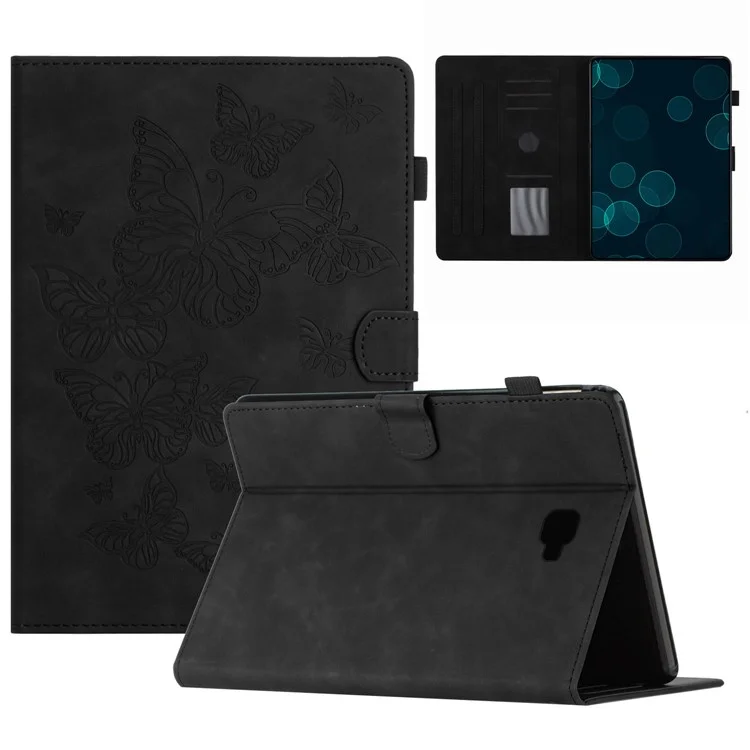 Para Samsung Galaxy Tab A 10.1 (2016) T580 T585 Soporte de tarjeta Funda para tablet Cubierta de cuero estampada Soporte para tablet - Negro