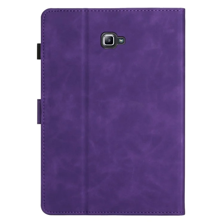 For Samsung Galaxy Tab A 10.1 (2016) T580 T585 Card Holder Tablet Case Imprinted Leather Stand Tablet Cover - Purple