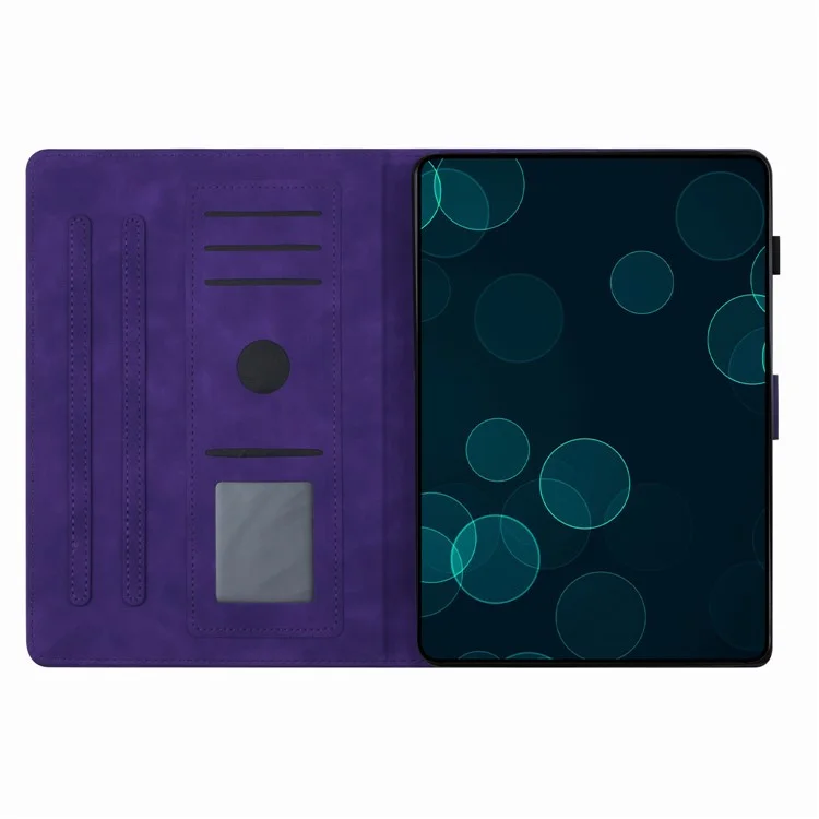For Samsung Galaxy Tab A 10.1 (2016) T580 T585 Card Holder Tablet Case Imprinted Leather Stand Tablet Cover - Purple