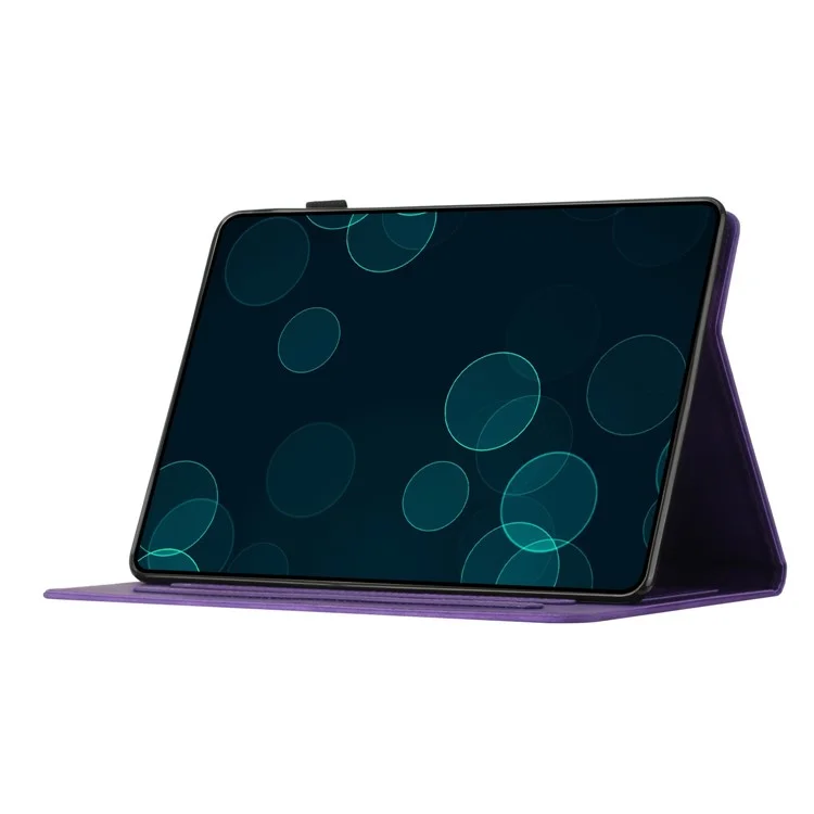 For Samsung Galaxy Tab A 10.1 (2016) T580 T585 Card Holder Tablet Case Imprinted Leather Stand Tablet Cover - Purple