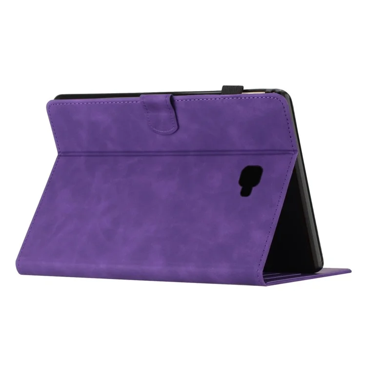 For Samsung Galaxy Tab A 10.1 (2016) T580 T585 Card Holder Tablet Case Imprinted Leather Stand Tablet Cover - Purple