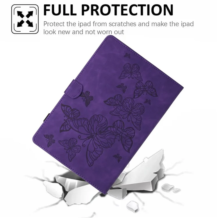 For Samsung Galaxy Tab A 10.1 (2016) T580 T585 Card Holder Tablet Case Imprinted Leather Stand Tablet Cover - Purple