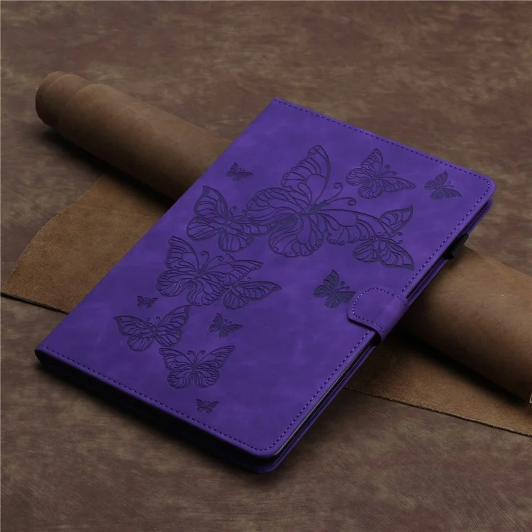 For Samsung Galaxy Tab A 10.1 (2016) T580 T585 Card Holder Tablet Case Imprinted Leather Stand Tablet Cover - Purple