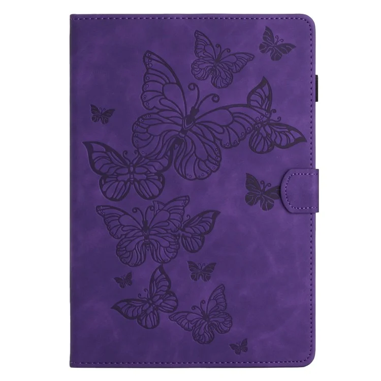 For Samsung Galaxy Tab A 10.1 (2016) T580 T585 Card Holder Tablet Case Imprinted Leather Stand Tablet Cover - Purple