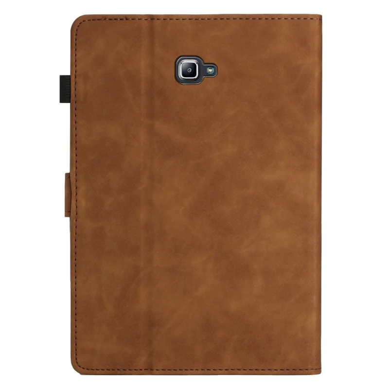 For Samsung Galaxy Tab A 10.1 (2016) T580 T585 Card Holder Tablet Case Imprinted Leather Stand Tablet Cover - Brown
