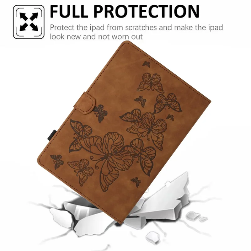 For Samsung Galaxy Tab A 10.1 (2016) T580 T585 Card Holder Tablet Case Imprinted Leather Stand Tablet Cover - Brown