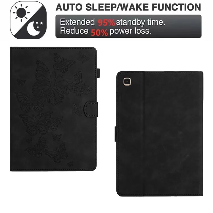 Für Samsung Galaxy Tab S6 Lite (2024) / S6 Lite (2022) / S6 Lite (2020) SM-P610 P615 Tablet Hülle Geprägtes Leder Tablet-Ständer Cover - Schwarz