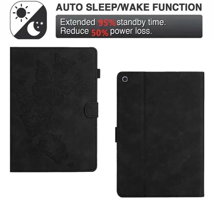 Per Samsung Galaxy Tab A 10.1 (2019) T510 T515 Custodia in pelle con supporto Portacard Custodia per tablet con motivo stampato - Nero
