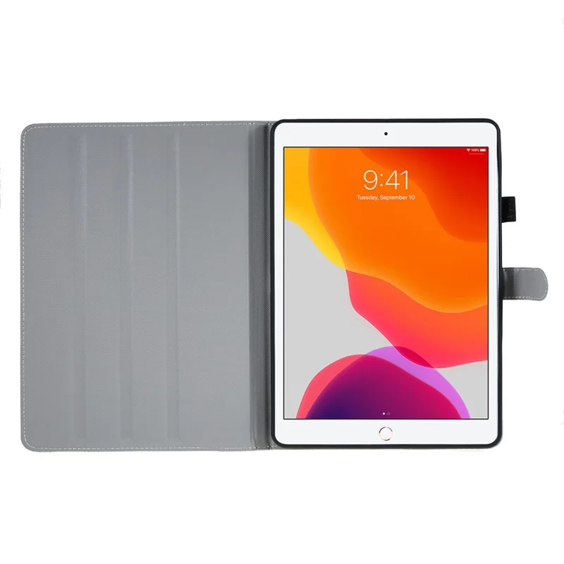 Protective Case for iPad 10.2 (2021) / (2019) / (2020) Case PU Leather Grids Pattern Tablet Cover with Stand - Gradient Green