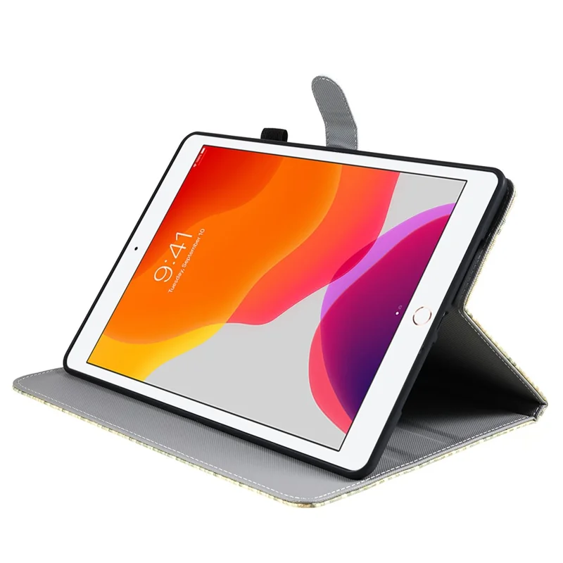 Protective Case for iPad 10.2 (2021) / (2019) / (2020) Case PU Leather Grids Pattern Tablet Cover with Stand - Gradient Green