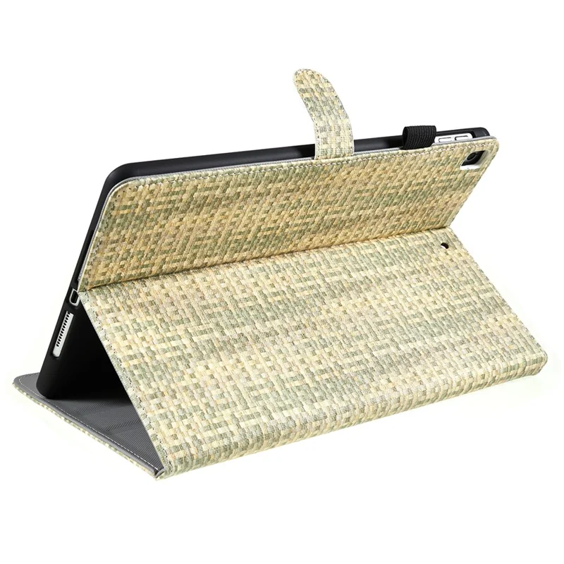 Protective Case for iPad 10.2 (2021) / (2019) / (2020) Case PU Leather Grids Pattern Tablet Cover with Stand - Gradient Green