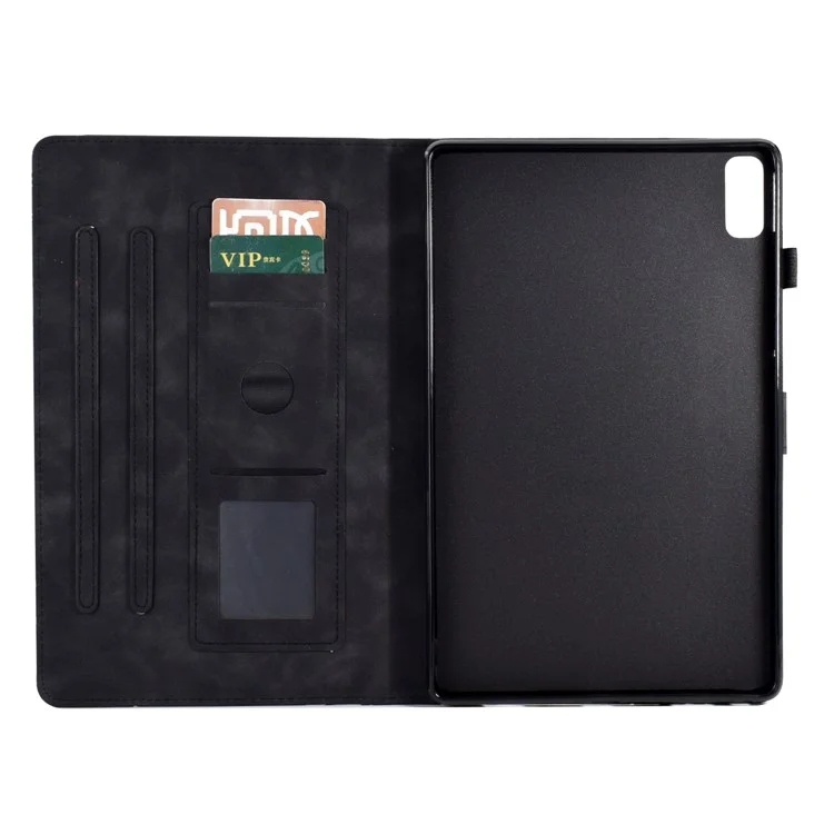 Custodia Protettiva in Pelle Improntata con Alberello per Lenovo Tab M9 TB-310FU Antiurto con Slot per Schede - Nero