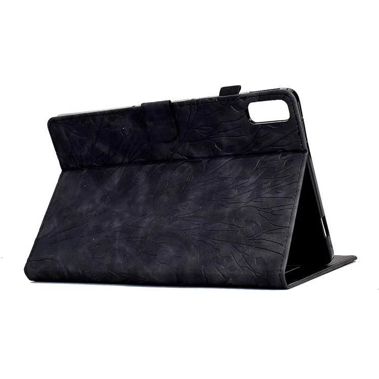 Custodia Protettiva in Pelle Improntata con Alberello per Lenovo Tab M9 TB-310FU Antiurto con Slot per Schede - Nero