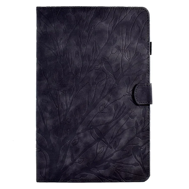 Custodia Protettiva in Pelle Improntata con Alberello per Lenovo Tab M9 TB-310FU Antiurto con Slot per Schede - Nero