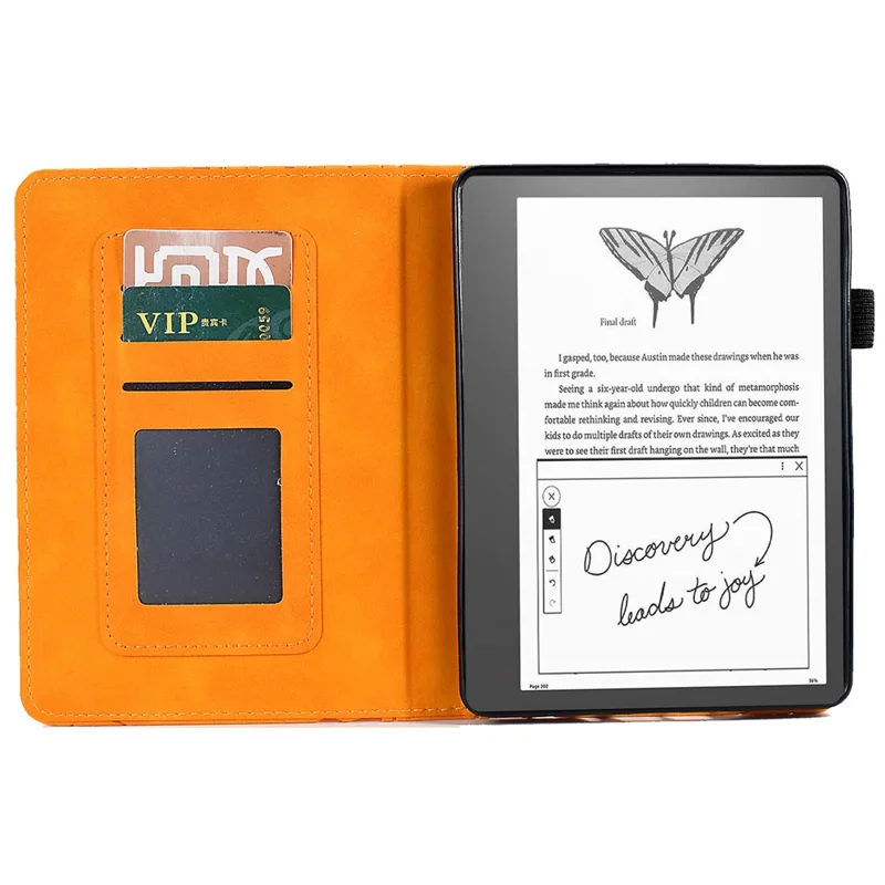 Funda de cuero para Amazon Kindle 11.ª (2024) / 6'' (2022), funda con estampado de árbol, soporte, ranura para tarjetas - Khaki