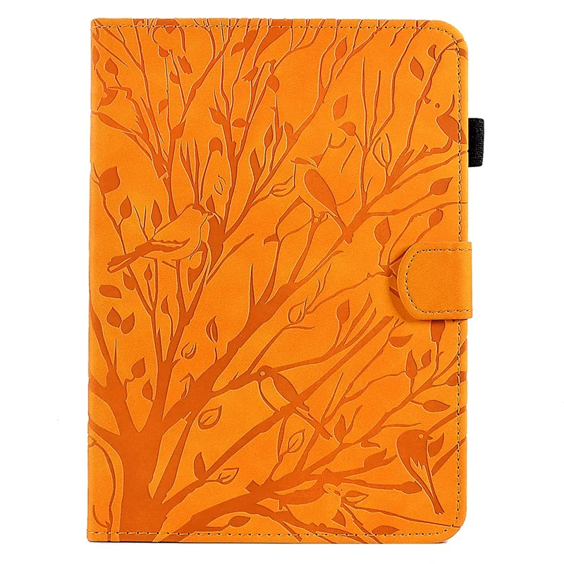 Funda de cuero para Amazon Kindle 11.ª (2024) / 6'' (2022), funda con estampado de árbol, soporte, ranura para tarjetas - Khaki