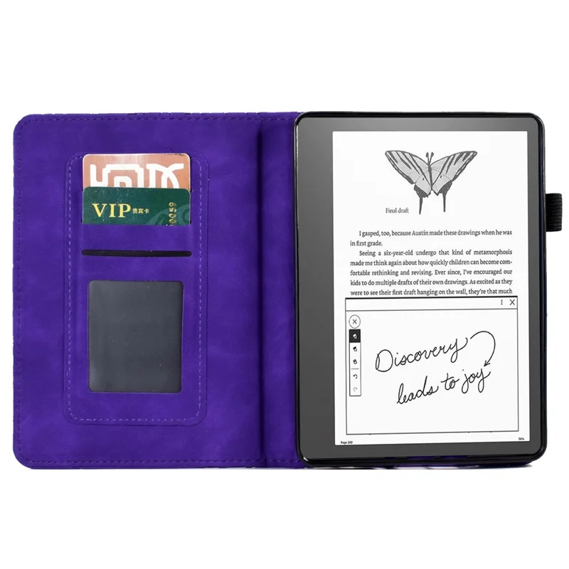 Funda de cuero para Amazon Kindle 11.ª (2024) / 6'' (2022), funda con estampado de árbol, soporte, ranura para tarjetas - Morado