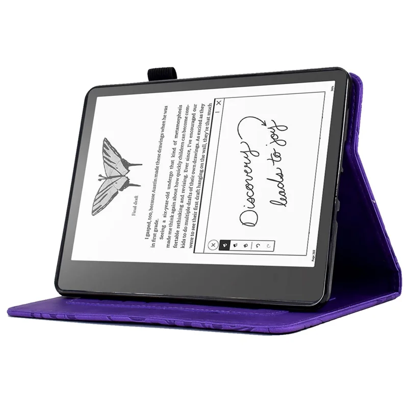 Funda de cuero para Amazon Kindle 11.ª (2024) / 6'' (2022), funda con estampado de árbol, soporte, ranura para tarjetas - Morado