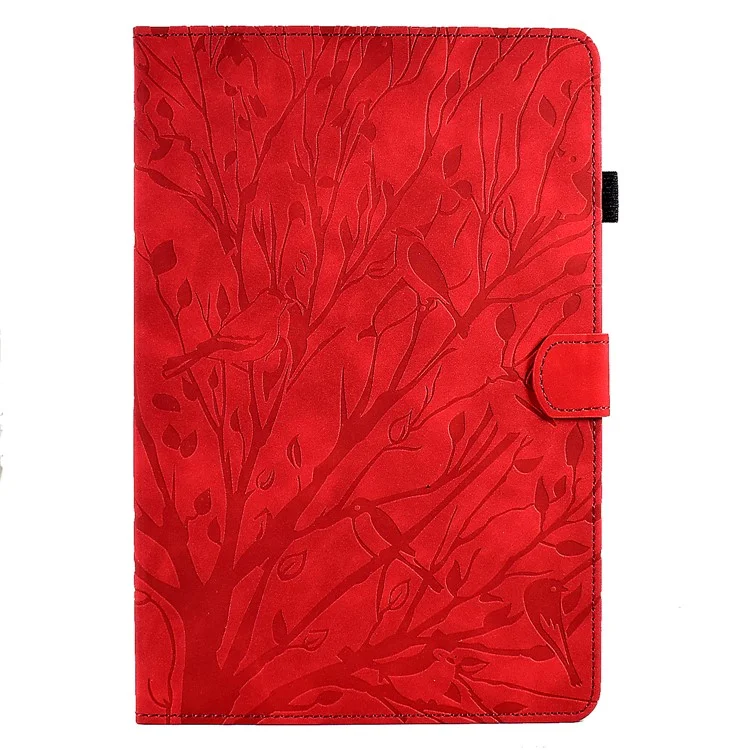 Для Samsung Galaxy Tab A8 10.5 (2021) X200 X205 / (2022) Stand Tablet Case Leather Card Holder Imprinted Tree Cover - Красный