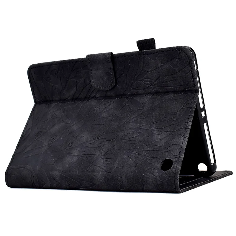 For Amazon Fire HD 8 (2020) / (2022) / HD 8 Plus (2020) / (2022) Card Holder Tablet Case Stand Imprinted Tree Leather Cover - Black