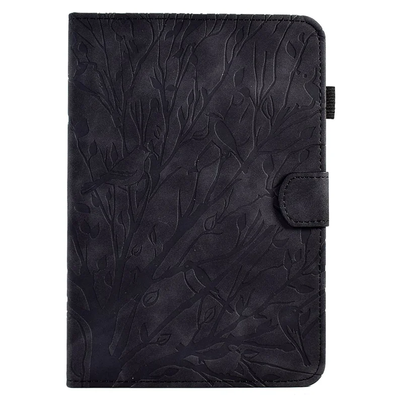 For Amazon Fire HD 8 (2020) / (2022) / HD 8 Plus (2020) / (2022) Card Holder Tablet Case Stand Imprinted Tree Leather Cover - Black