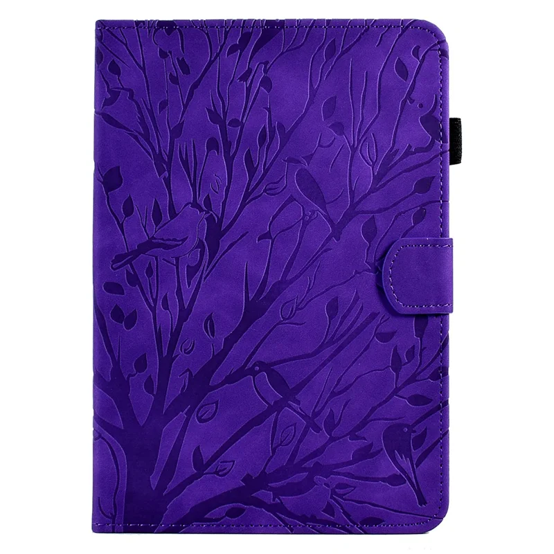 For Amazon Fire HD 8 (2020) / (2022) / HD 8 Plus (2020) / (2022) Card Holder Tablet Case Stand Imprinted Tree Leather Cover - Purple