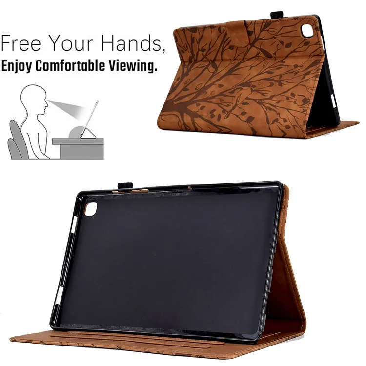 For iPad 10.2 (2021) / (2020) / (2019) / iPad Air 10.5 inch (2019) / Pro 10.5-inch (2017) Tablet Case Imprinted Leather Cover with Stand Card Holder - Brown