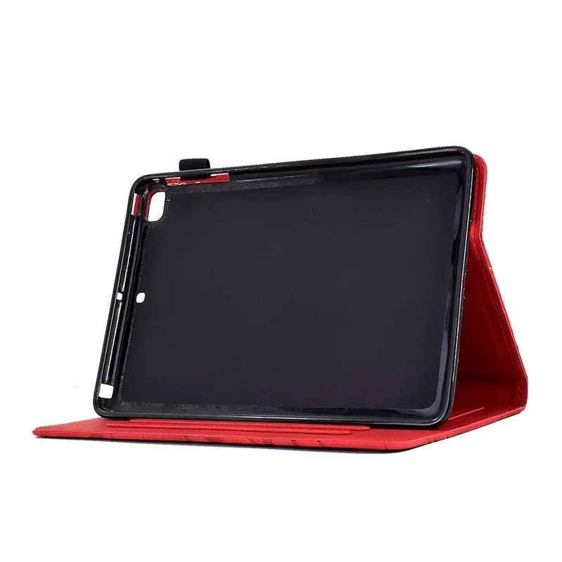 For iPad Air (2013) / Air 2 / iPad 9.7-inch (2017) / (2018) Tablet Leather Case Stand Card Holder Imprinted Tree Cover - Red