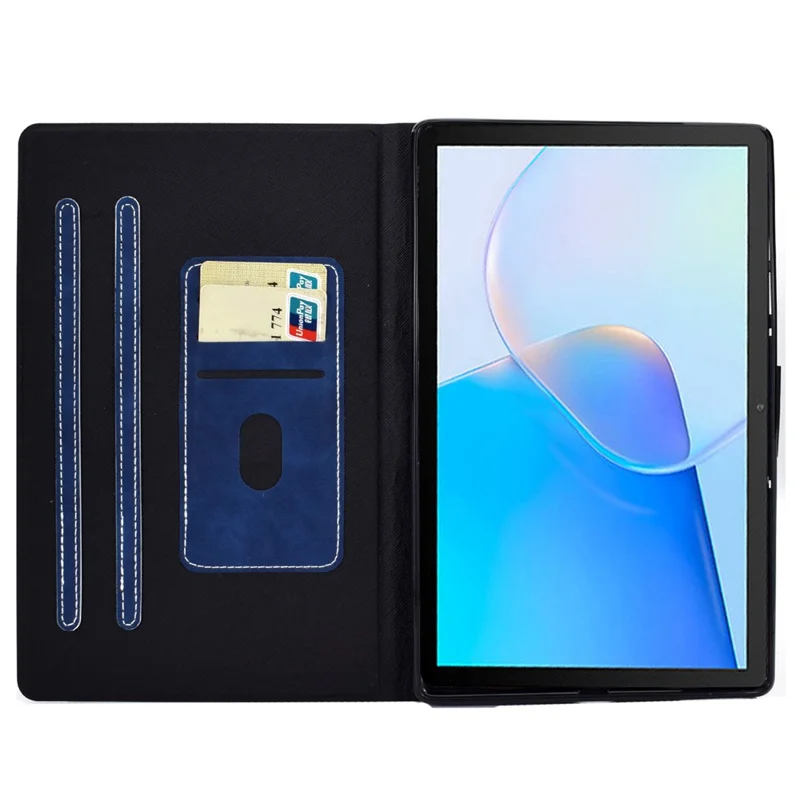 For Huawei MatePad SE 10.4-inch A7 Cowhide Texture Tablet Case PU Leather Stand Card Slot Cover - Blue