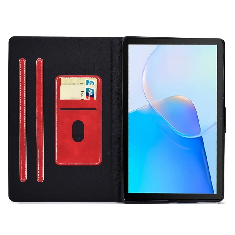 For Huawei MatePad SE 10.4-inch A7 Cowhide Texture Tablet Case PU Leather Stand Card Slot Cover - Red