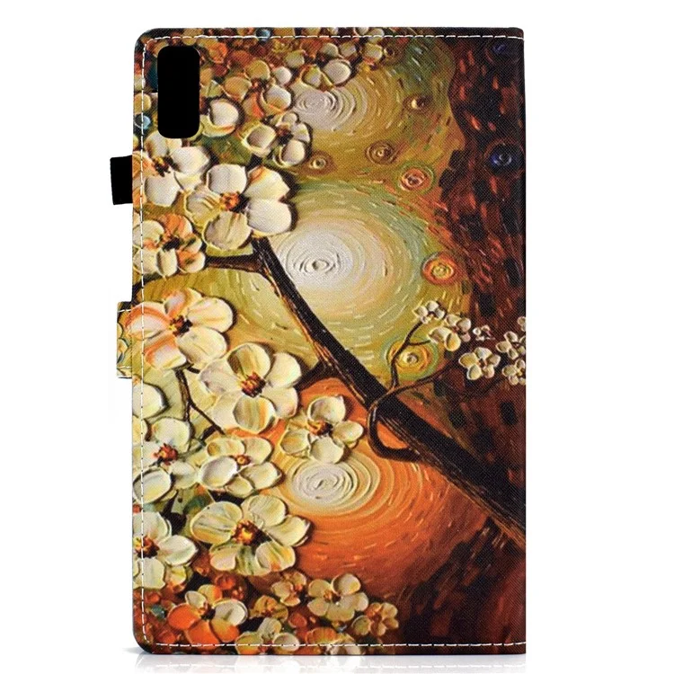 For Lenovo Tab M9 TB-310FU A1 Pattern Printing Folio Cover PU Leather Stand Card Slot Tablet Case - Plum Blossom