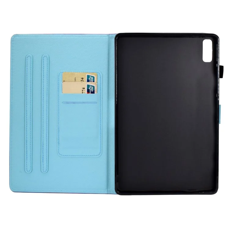 For Lenovo Tab M9 TB-310FU A1 Pattern Printing Folio Cover PU Leather Stand Card Slot Tablet Case - Plum Blossom